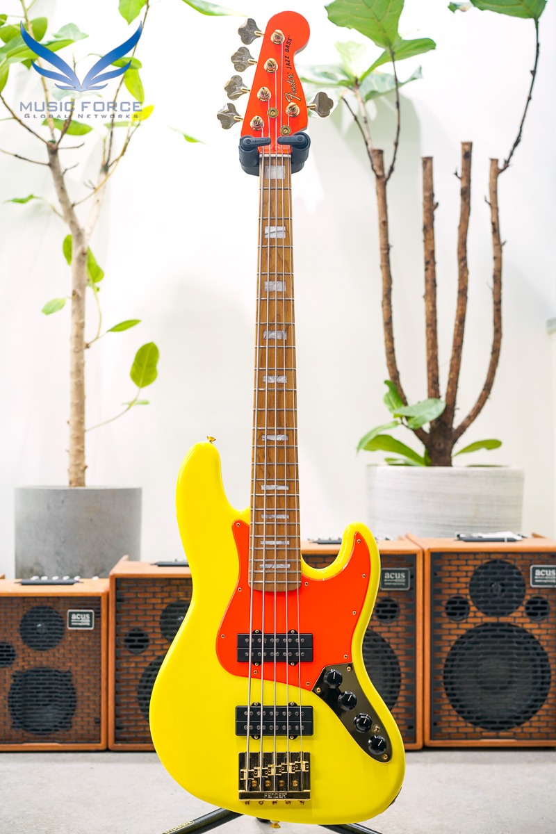 [Outlet 신품(Blem)특가!] Fender Mexico Artist Series MonoNeon Jazz Bass V-Neon Yellow w/Roasted Maple FB (신품) 펜더 모노네온 재즈 베이스 5현 - MX22306977